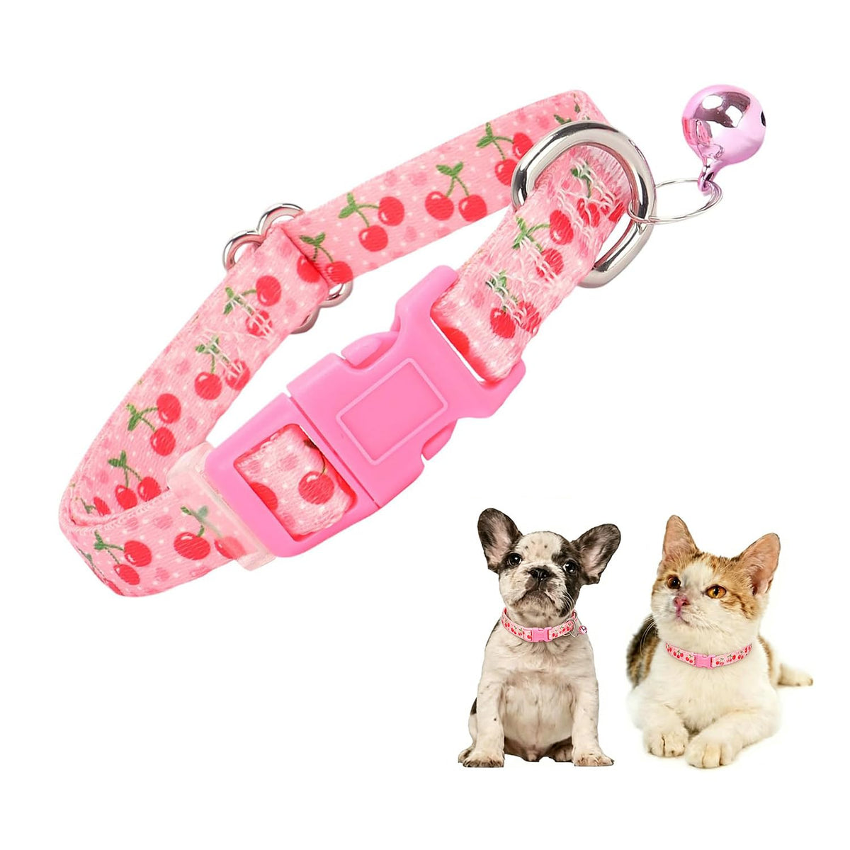 XS XXS Dog Collar with Bell Girls,Pink Kitten Puppy Collar with Buckle