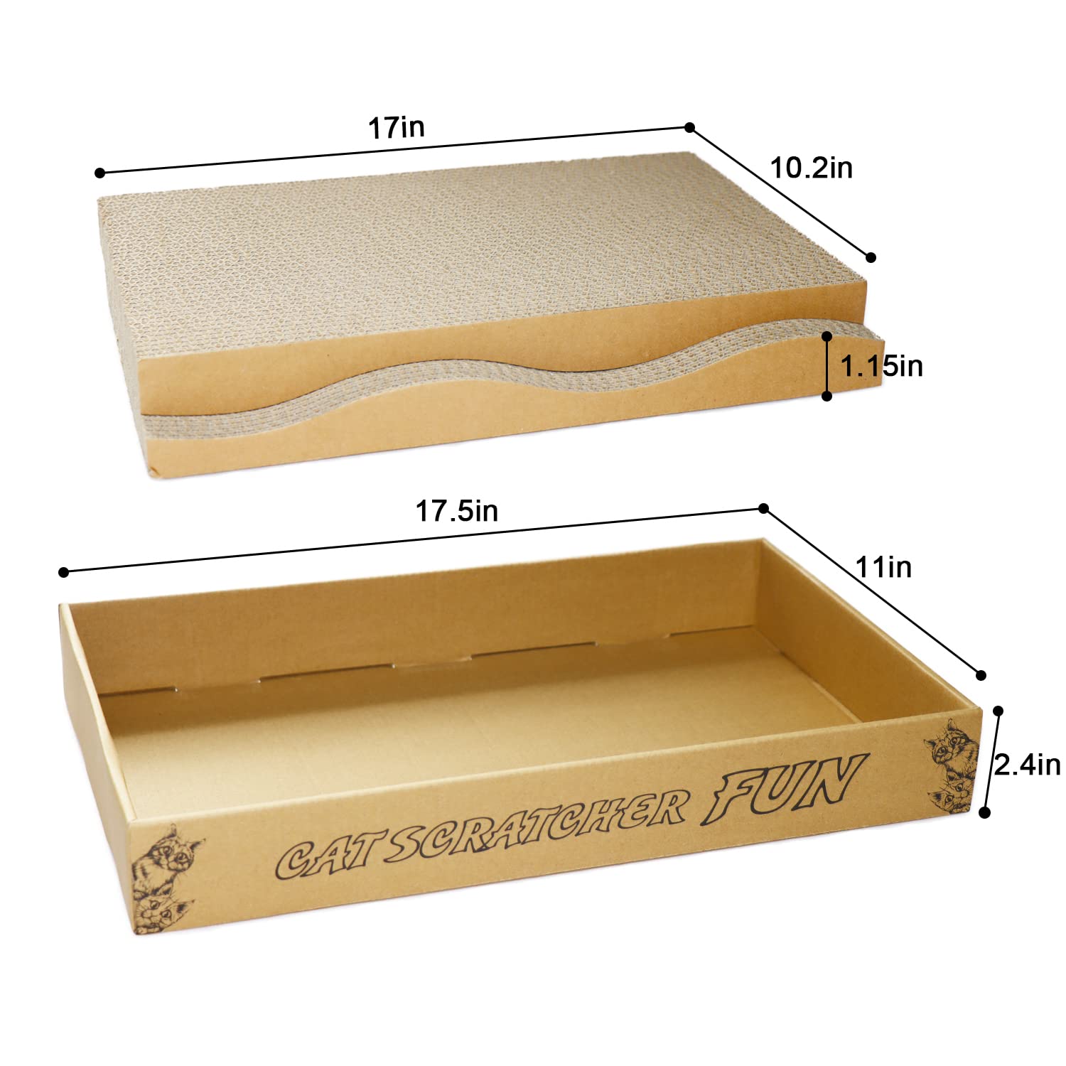 RUBMEOW Cat Scratcher Pad Cardboard Scratch Box for Indoor Cats and Kittens