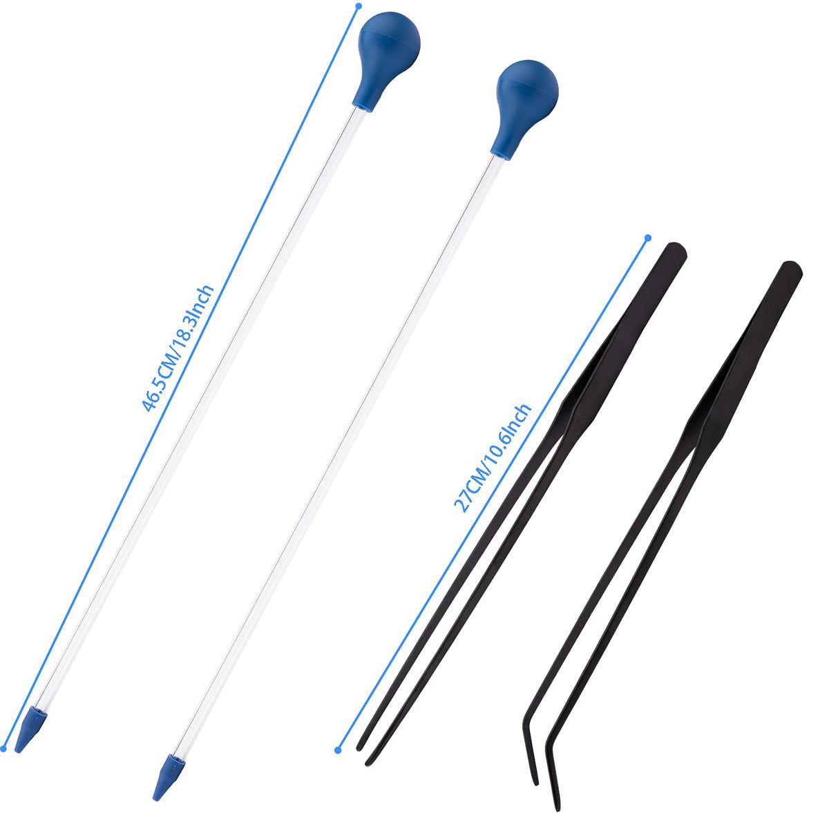 Aquarium Choice Coral Feeder Long Syringe, 2 Units, SPS HPS Marine Reef Coral Feeder Tool, 2 Tweezers for Coral Frag, Fish Excreta Cleaner
