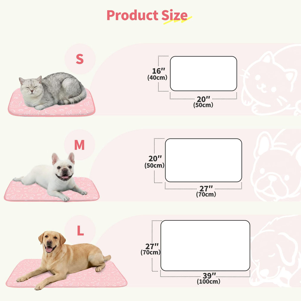 NWK Pack of 4 Pet Cooling Mat Q-Max>0.345 for Dogs & Cats (Pink Cat, M)