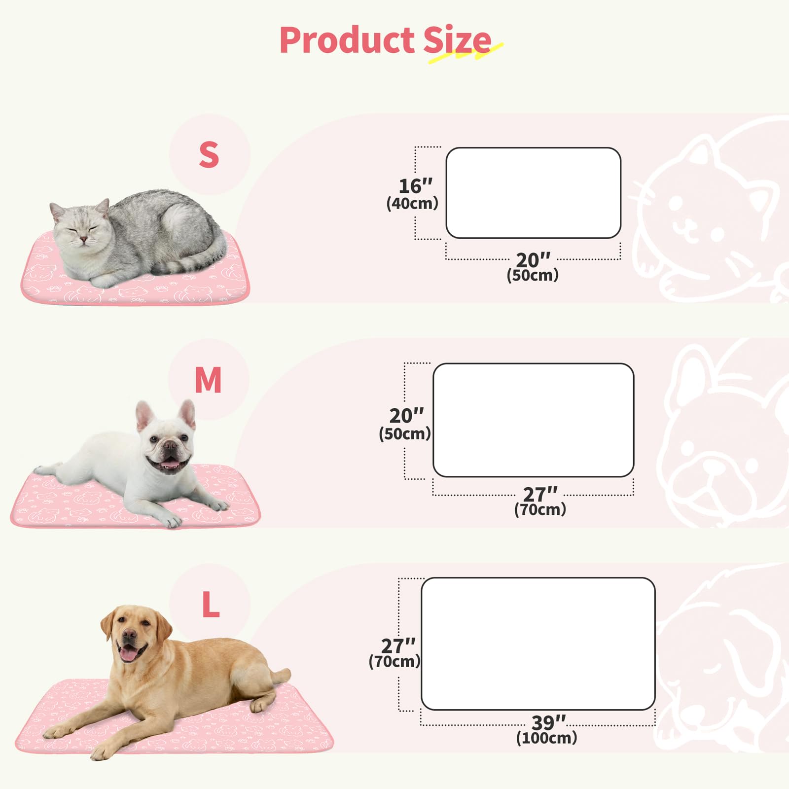 NWK Pack of 4 Pet Cooling Mat Q-Max>0.345 for Dogs & Cats (Pink Cat, M)