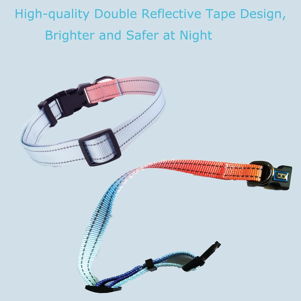 Roses&Poetry Reflective Dog Collar with Gradient Azure, Adjustable Durable Pet Collars for Small Medium Large Dogs (Azure-S)