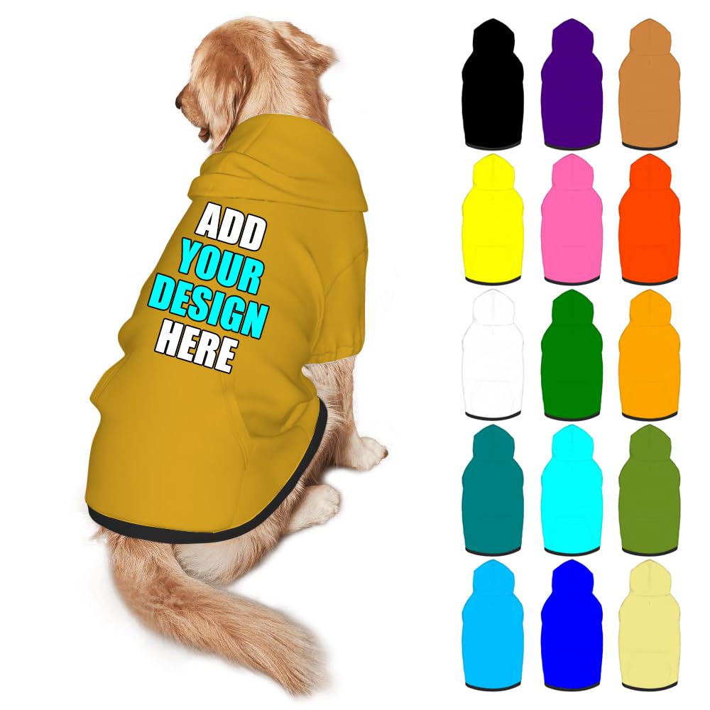 Mynvzrk Personalized Dog Hoodie Customized with Name Photo Pet Warm Sweater Hoodie for Medium Large Dogs & Cat Puppy, Indigo, XXL