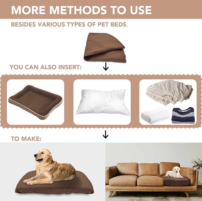 Dog Bed Cover Waterproof Replacement Machine Washable Covers for 30x20 Inch Dog Bed Heavy Duty Scratch Resistant Mattress Protector Pet Bed Cover Only Brown