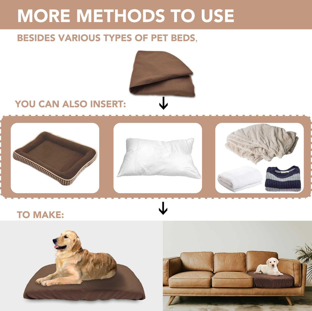 Dog Bed Cover Waterproof Replacement Machine Washable Covers for 24x18 Inch Dog Bed Heavy Duty Scratch Resistant Mattress Protector Pet Bed Cover Only Brown