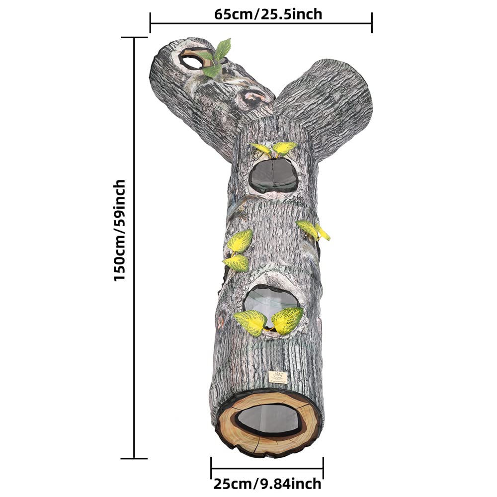 AMYESE Cat Tunnels for Indoor Cats - Interactive Tree Trunk Cat Activity Play Tunnels with Peek Holes, Collapsible Pet Tube Puzzle Hunt Chase Training Center Toys for Kitten, Ferret, Small Animals