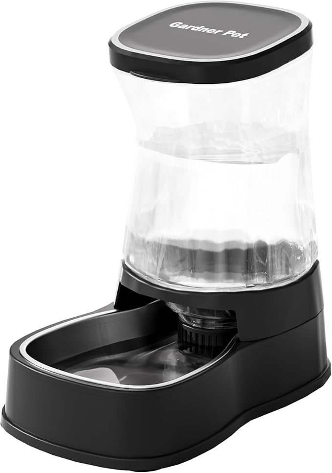 Automatic Pets Gravity Feeder and Water Dispenser Set with Stainless Steel Bowl, 1Gallon x 2 Stable Dog Food Feeder and Waterer, 100% BPA-Free for Small&Medium Dogs, Cats