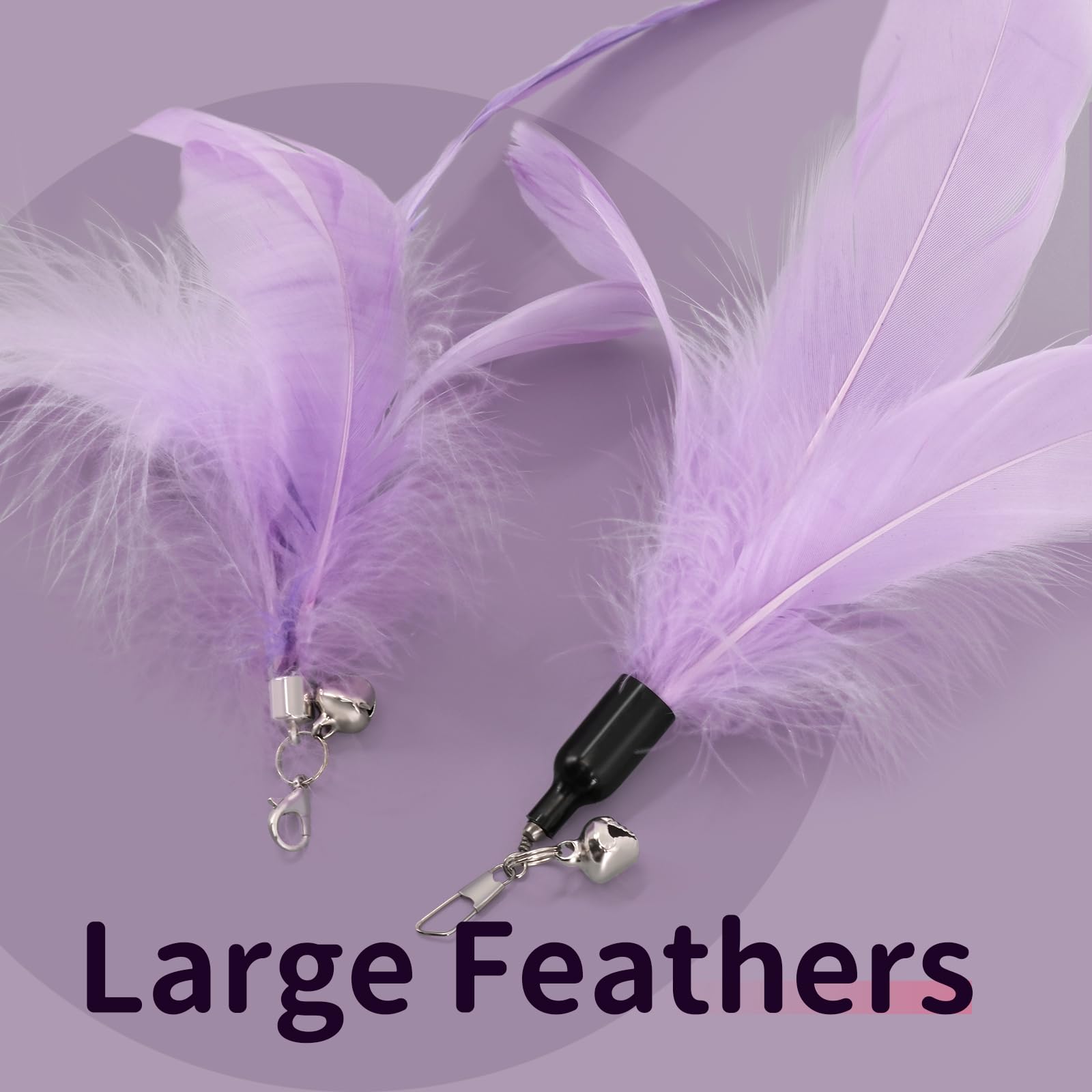 SONGWAY Cat Wand Toys for Indoor Cats - Cat Toy Set with Retractable Teaser Wand and 6 PCS Fairy Feather Toy Refills, Dragonfly Tassel Cat Toys Interactive, Purple