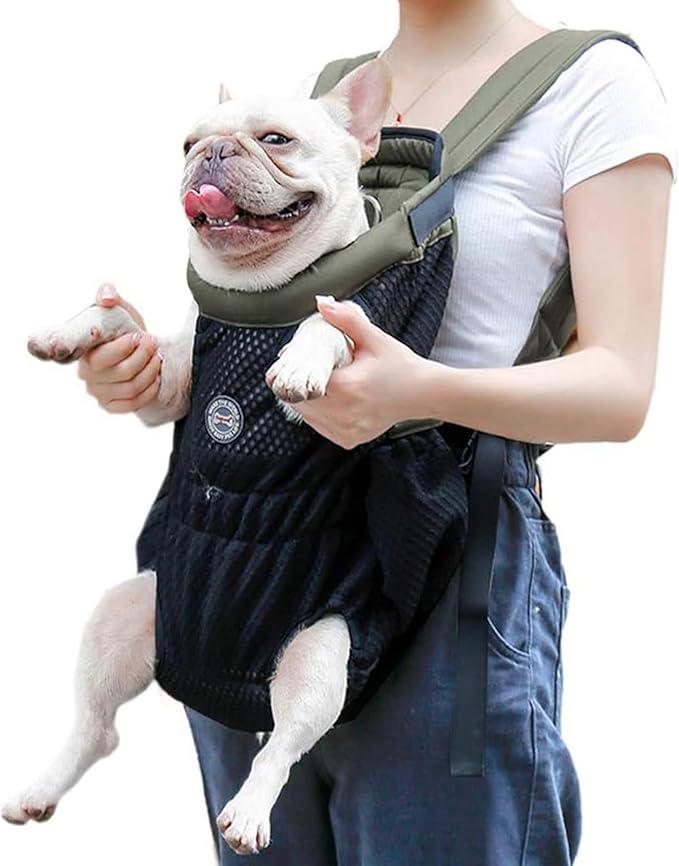 Dog Backpack Carrier Small Dog Backpack, Pet Dog Front Backpack Legs Out Dog Chest Carrier for Small Dogs, Cat Backpack Carrier Dogs Travel Back Pack Hands-Free Hiking Bike Motorcycle (Size:11–19 lbs)