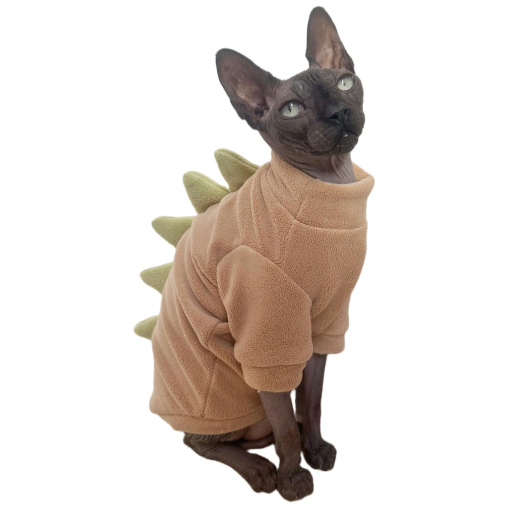 Khaki Dinosaur Sphynx Cat Clothes Sweater Hairless Cat Apparel
