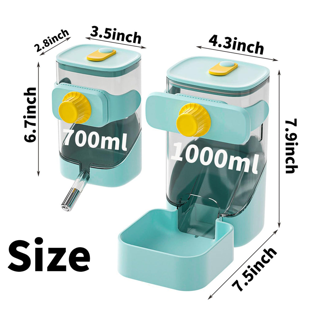 PODOO 34oz Rabbit Food Dispenser, Bunny Feeder Bowl, Large Hanging Automatic Pet Food Dispenser, Hanging Outside or Inside The Cage for Ferret Guinea Pig Rat Cat Puppy (Food)