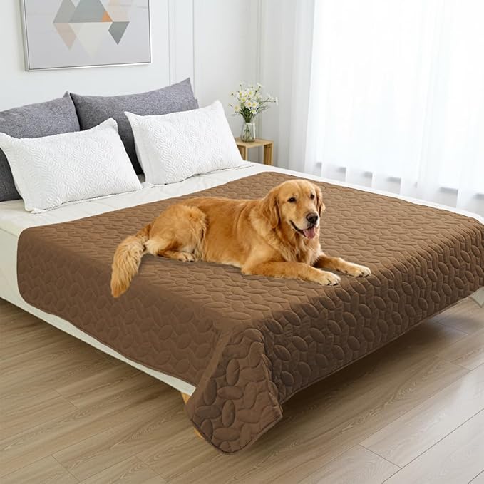 Ameritex Waterproof Pet Bed Cover Anti-Slip Dog Bed Blanket for Sofa and Furniture Waterproof New Pattern Design (Camel, 52x82 Inch (Pack of 1))