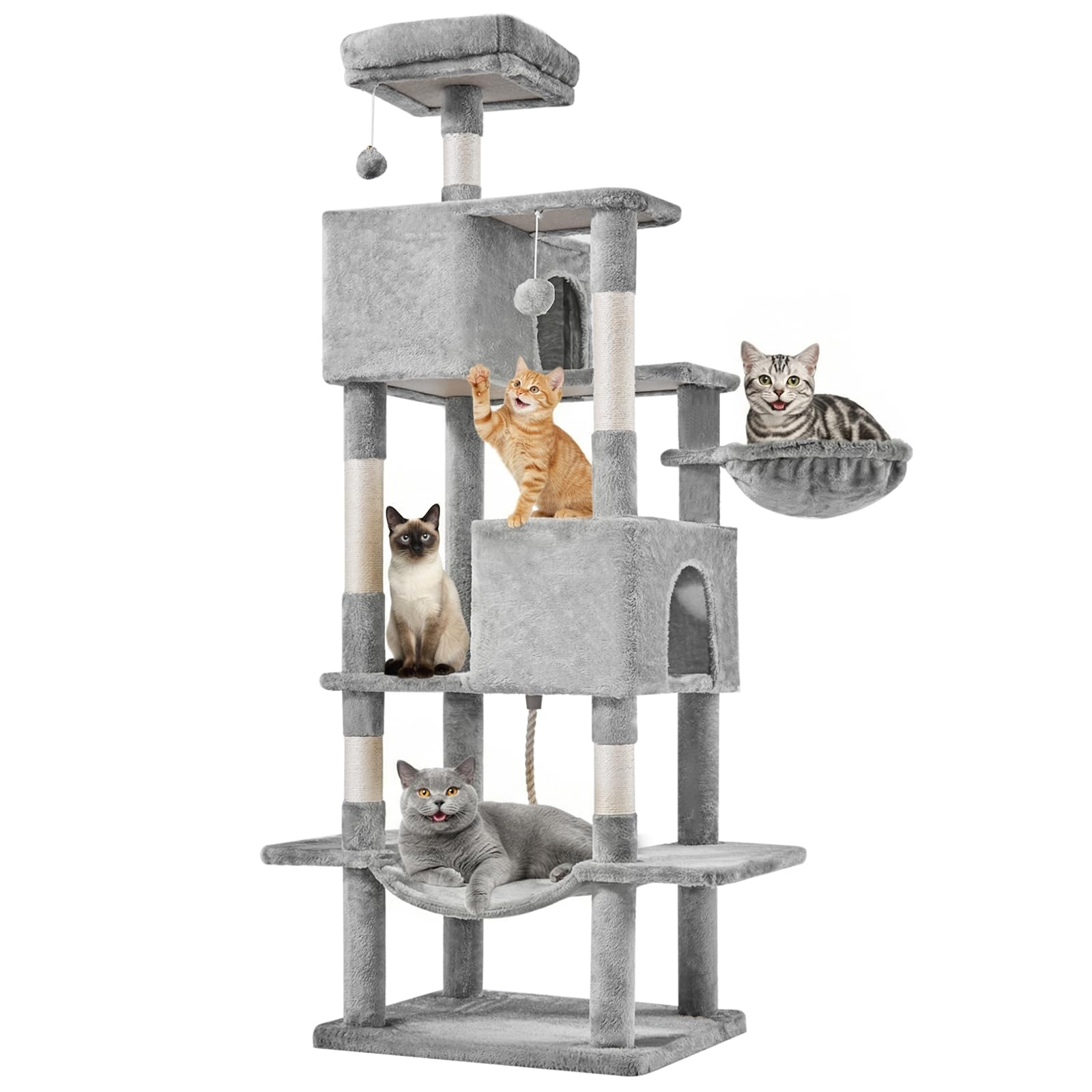 DUMOS Large 66 Inch Cat Tree Tower with Scratching Posts, Indoor Use