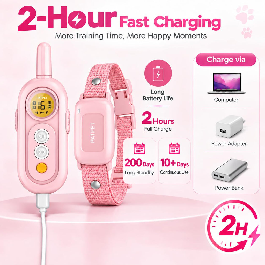 PATPET Dog Shock Collar for Medium Dogs- Dog Training Collar with Remote, Shock Collar for Small Dogs 10-100lbs, Rechargeable IPX7 Waterproof with Beep Vibration Shock Modes