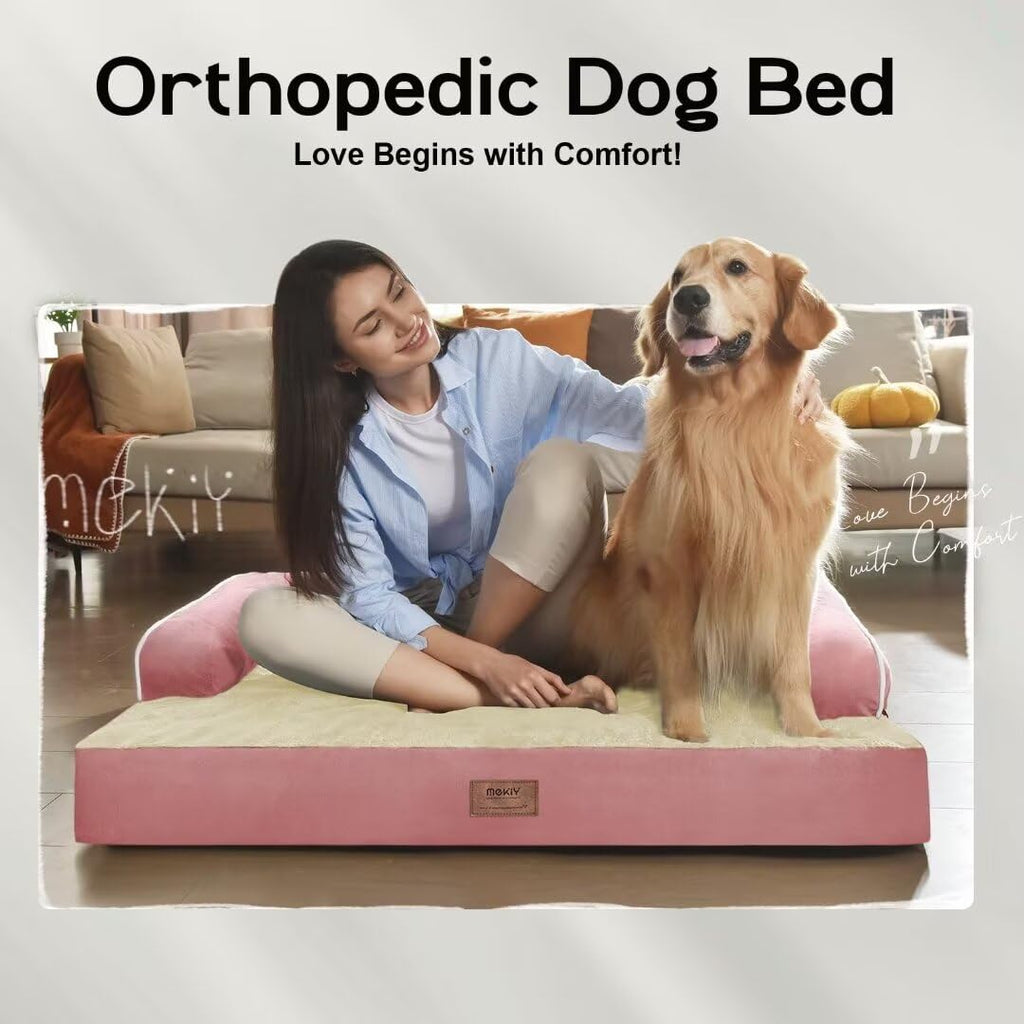 MEKIY Orthopedic XL Dog Bed with Bolster for Extra Large Size Dogs