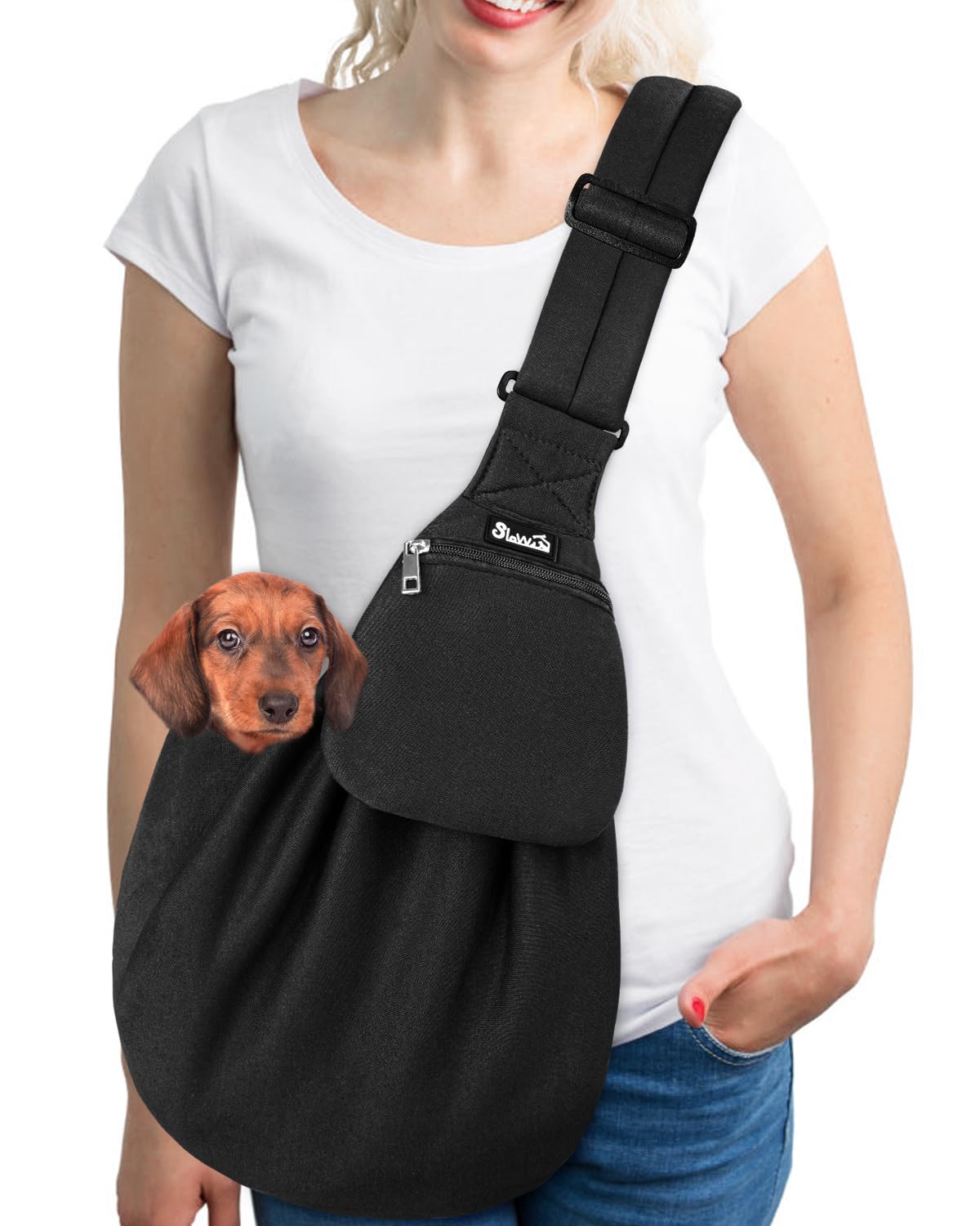 SlowTon Dog Carrier Sling - Thick Padded Shoulder Strap Adjustable, DGY S