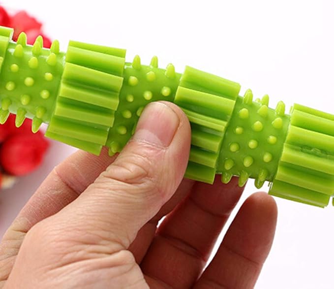 oAtm0eBcl Pet Dog Chew Toy, TPR Rubber Stick Puppy Chewy Toy for Aggressive Chewer, Teeth Cleaning & Slowing Feeding Toy for Dogs Green L