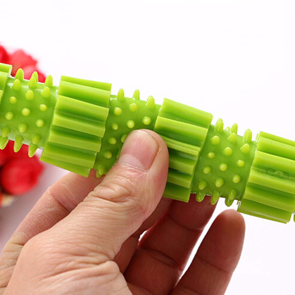 oAtm0eBcl Pet Dog Chew Toy, TPR Rubber Stick Puppy Chewy Toy for Aggressive Chewer, Teeth Cleaning & Slowing Feeding Toy for Dogs Green L