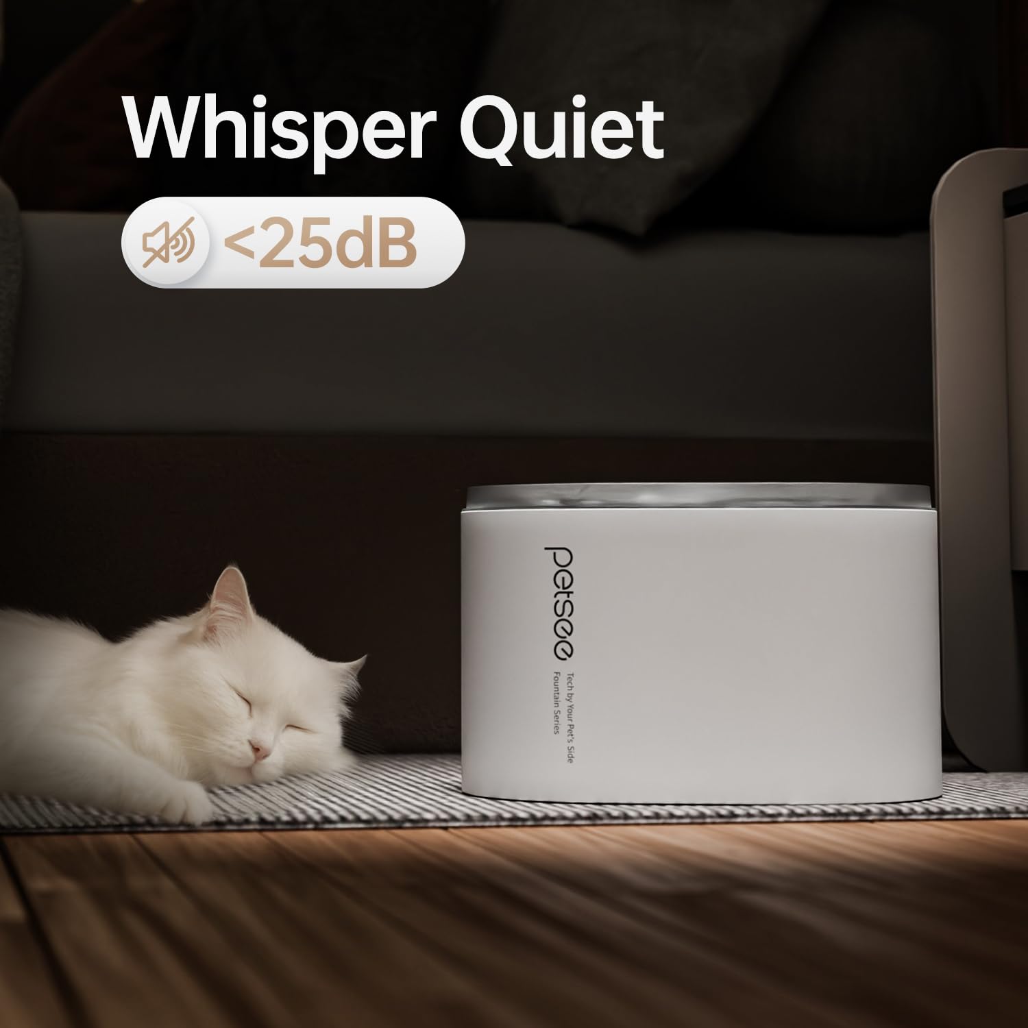 Automatic Cat Water Fountain 2.5L Capacity Water Dispenser, Ultra-Quiet Pump, Multi-Filtration System, BPA-Free Material for Cats, Easy to Clean and Assemble S1 Lite White