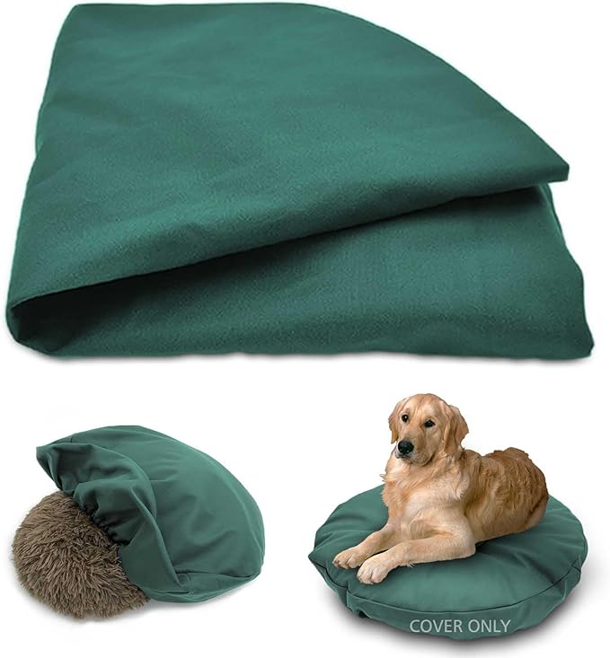 Dog Bed Cover Waterproof Replacement Machine Washable Covers for Dog Bed Heavy Duty Scratch Resistant Mattress Protector Pet Bed Round 30x30 Inch Cover Only Dark Green