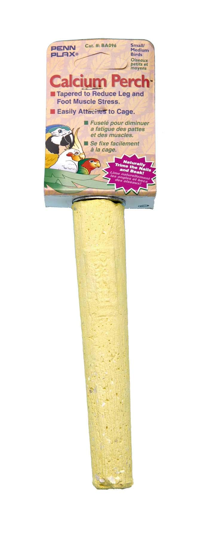 Penn-Plax Bird-Life Calcium Trimmer-Perch, Naturally Trims Nails & Beak - Easy-Mounting Bird Perch Stand for Cages - Great for Parakeets, Parrotlets, Lovebirds and Other Small Birds. - Yellow, 6 Inch