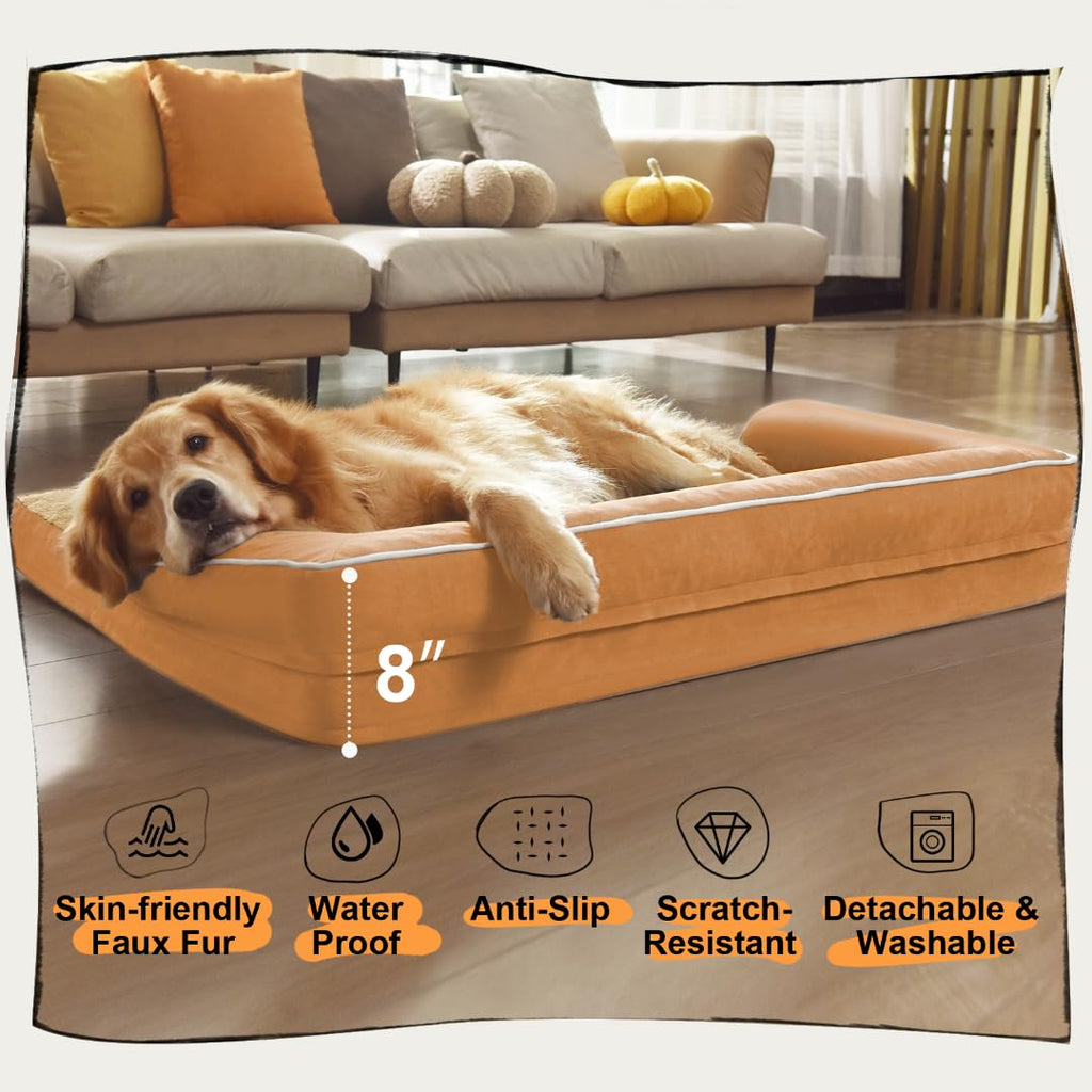 MEKIY Orthopedic XL Dog Bed with Bolster for Extra Large Size Dogs