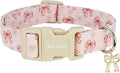Pink Bow Dog Collar with Flower, Adjustable Cotton Puppy Collar, Cute Girl Boy Dog Collars for Small Medium Large Dogs, Ideal for Gifts,Pet Accessory,S