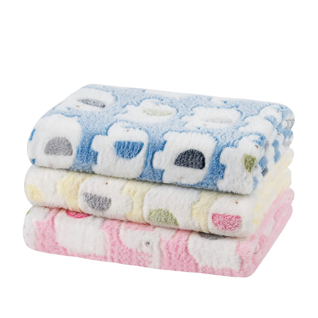 Dono 1 Pack 3 Dog Blankets, Soft Fluffy Fleece Pet Blanket Warm Sleep Mat Paw Print Design Puppy Kitten Throw Blankets Doggy Blanket for Dogs
