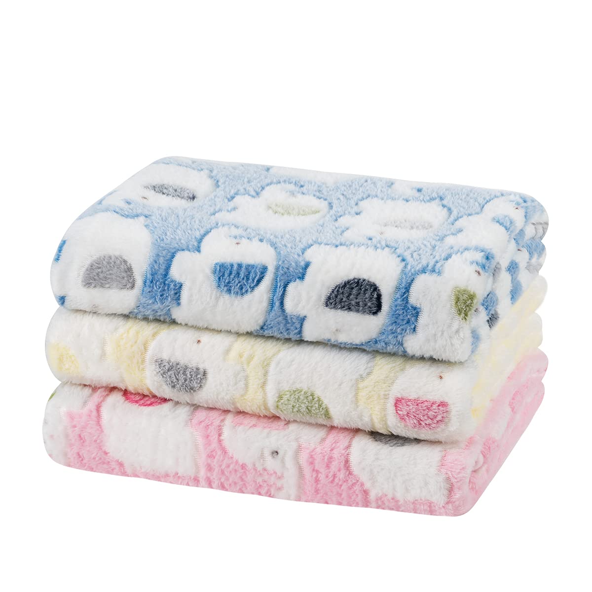 Dono 1 Pack 3 Dog Blankets, Soft Fluffy Fleece Pet Blanket Warm Sleep Mat Paw Print Design Puppy Kitten Throw Blankets Doggy Blanket for Dogs