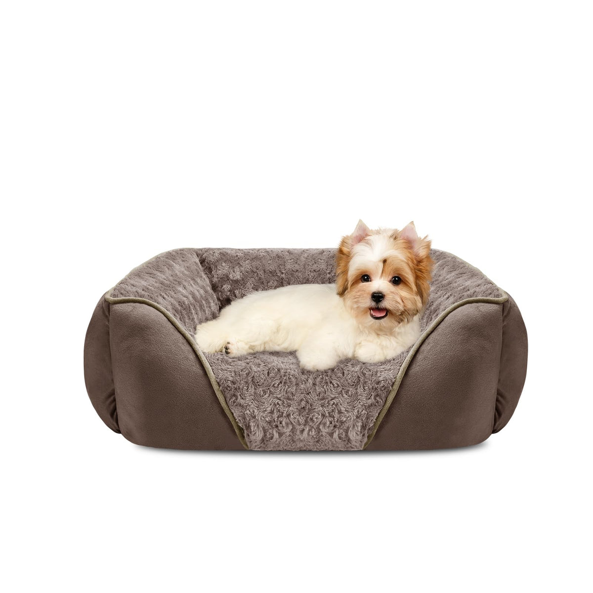 INVENHO Large Rectangle Orthopedic Dog Bed for Medium Small Dogs, Washable Soft Calming Puppy Sleeping Cuddler With Anti-Slip Bottom L(30"x24"x9")