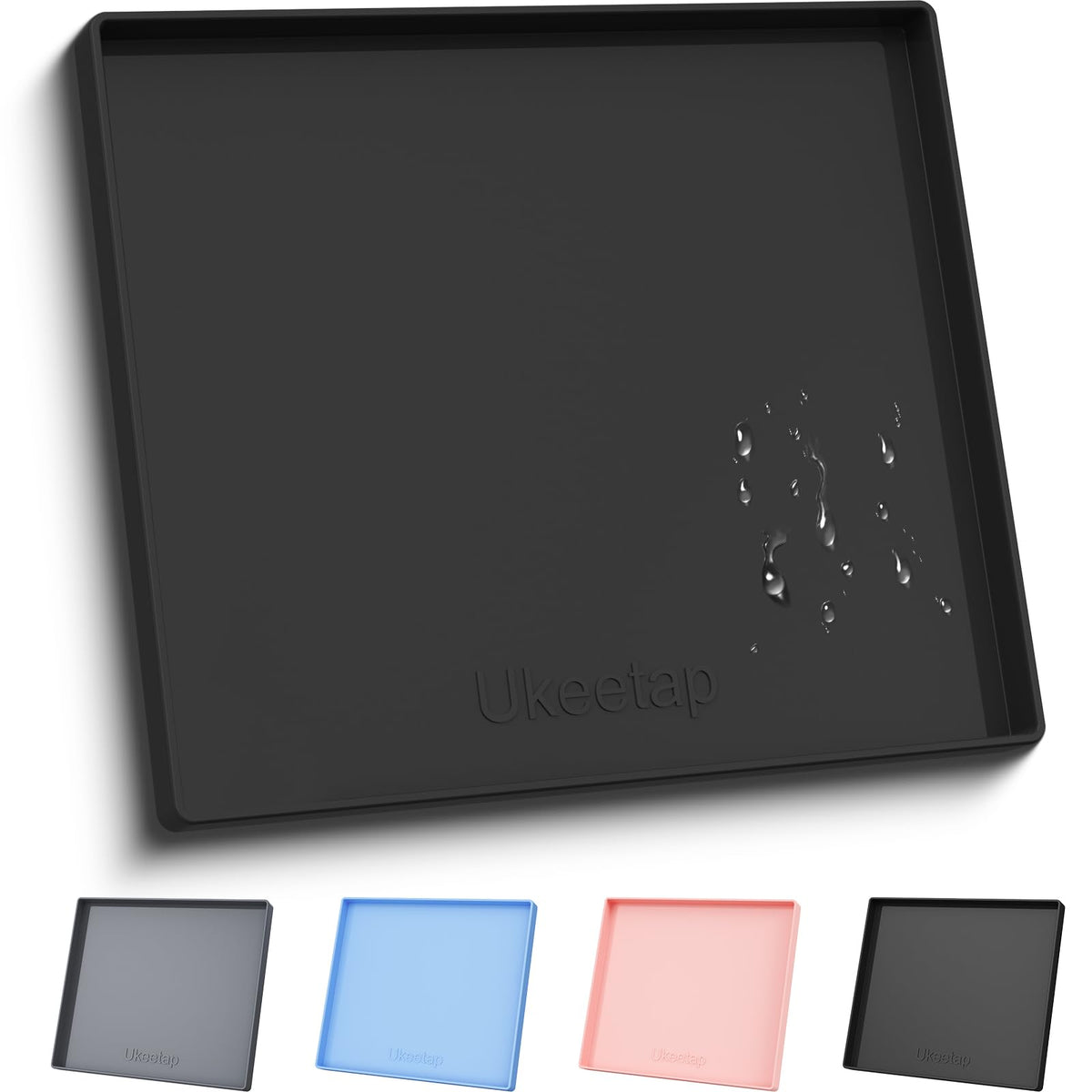 19" x 12" Extra Thick Silicone Mat Waterproof with Raised Edge, Blue