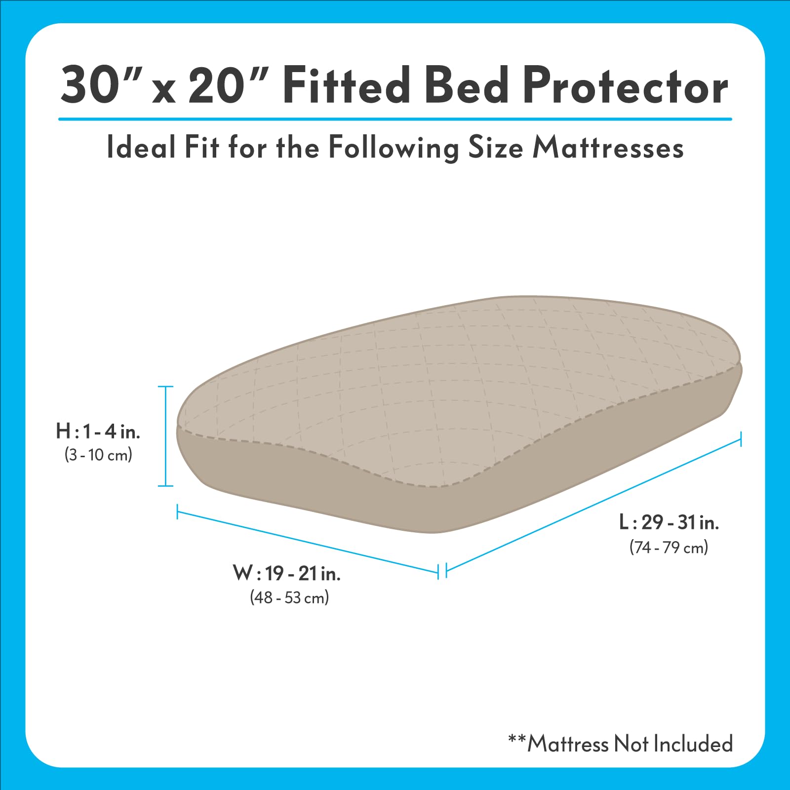 Paw Inspired Washable, Waterproof Fitted Dog Bed Cover, Beige, 30x20x5 Inch