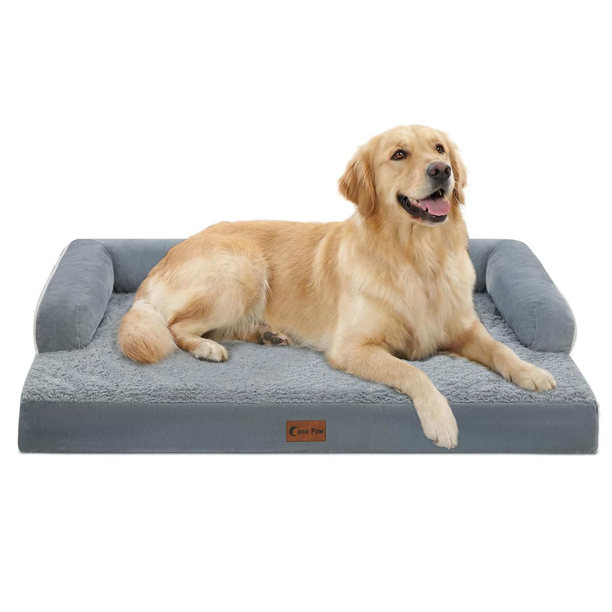 Casa Paw Orthopedic Washable Dog Bed for Extra Large Dogs, 45x35in, Grey