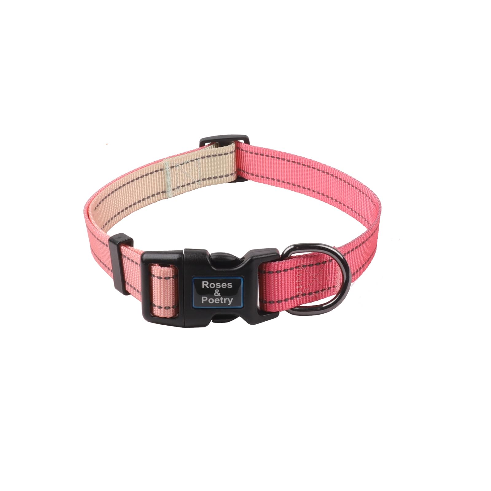 Roses&Poetry Medium Dog Collar, Pink Gradient, Reflective, Adjustable, Durable Polyester, Suitable for Medium Dogs