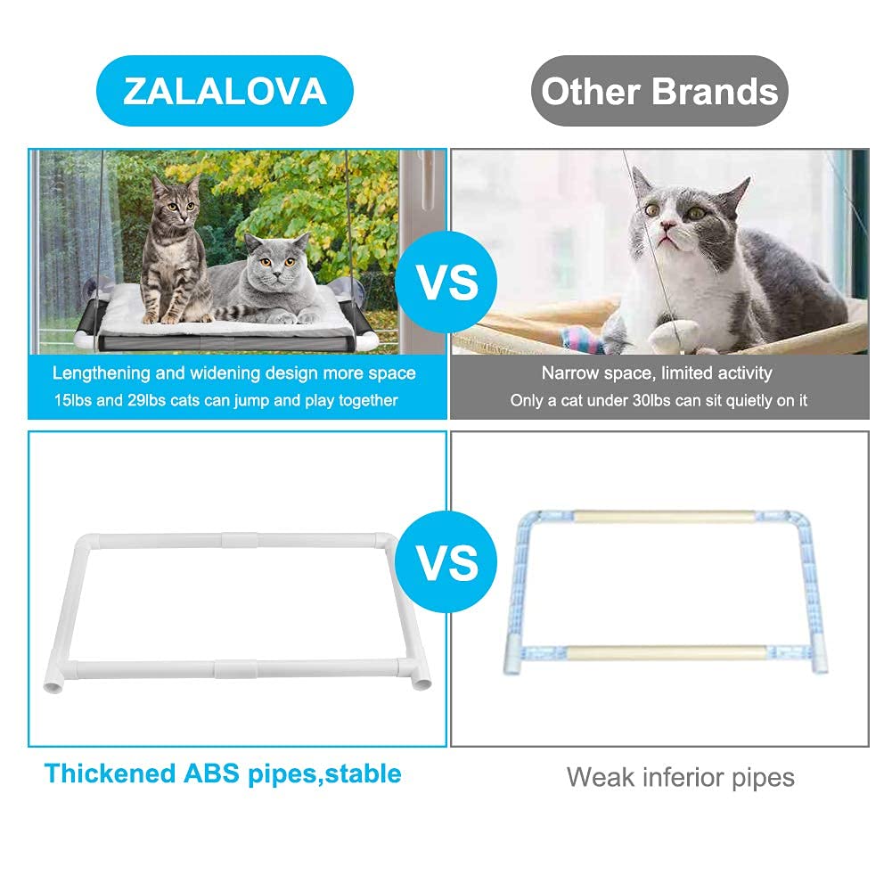 Cat Window Perch, Cat Hammock w/Fleece Blanket, Screw Suction Cups, Brown