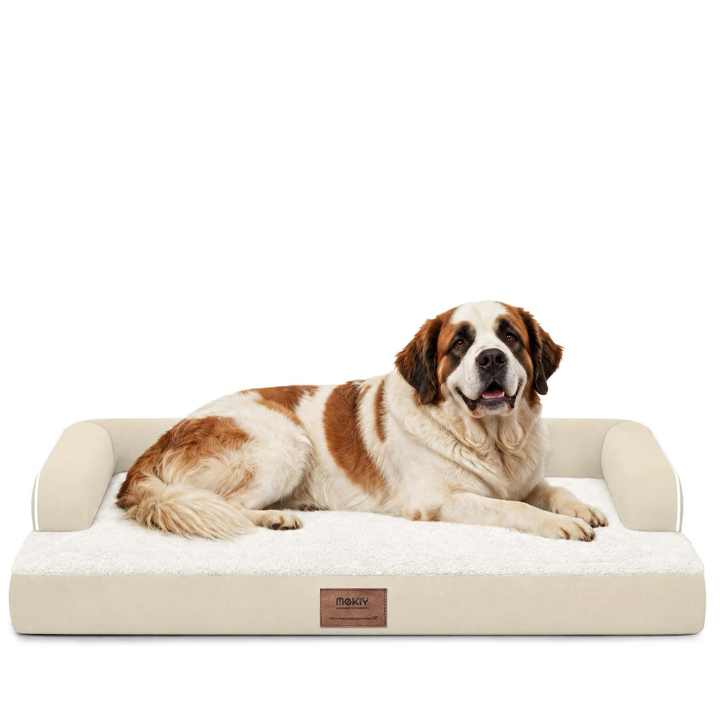 MEKIY Orthopedic Waterproof Jumbo Dog Bed with Bolster for Extra Large Dogs
