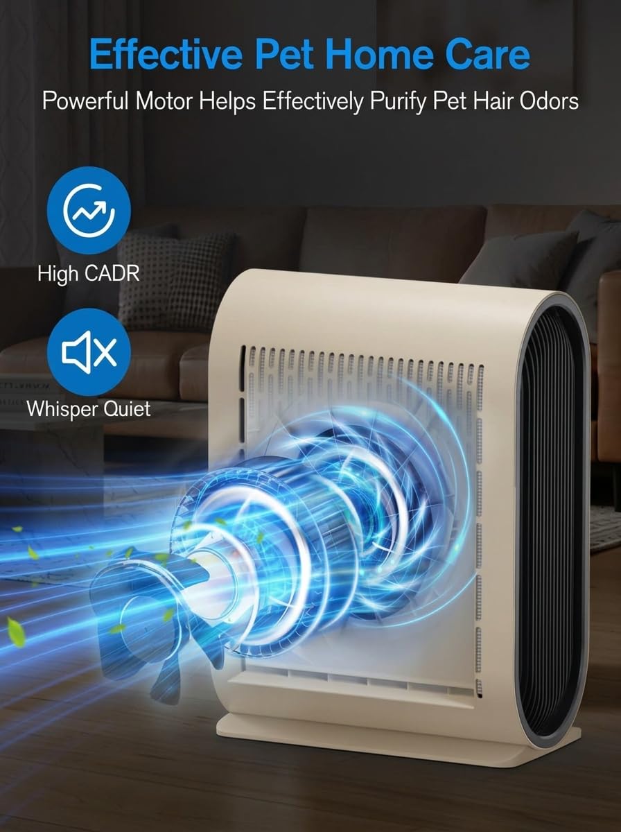 MOOKA Air Purifier for Home Pets Up to 2500 ft² with Air Quality Sensors