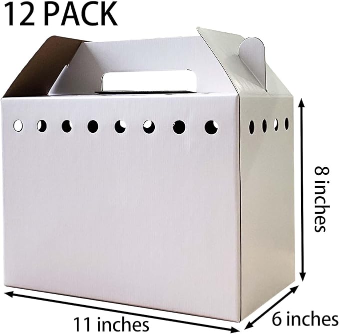 Cardboard Pet Carriers for Small Animals, Hamsters, Gerbils, Birds, Reptiles, Not for Cats or Dogs, Disposable Cardboard Pet Carrier 12 Pack