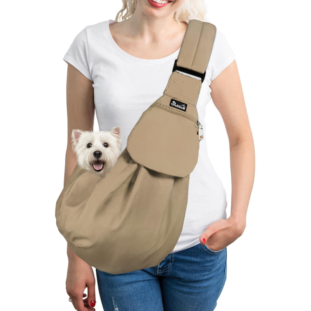 SlowTon Dog Carrier Sling - Thick Padded Shoulder Strap Adjustable, DGY S
