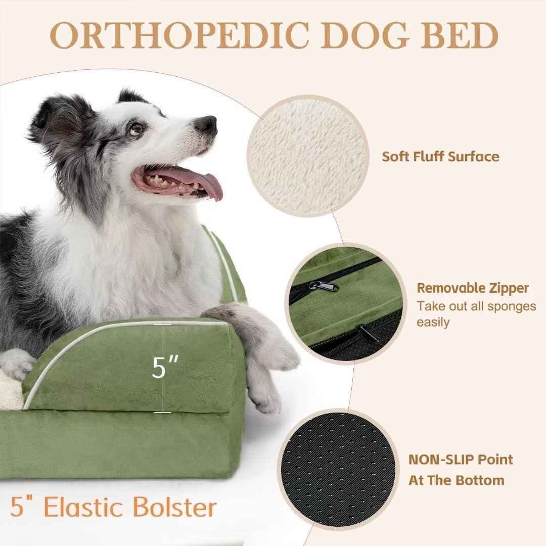 Comfort Expression Orthopedic Dog Bed for Extra Large Dogs with Bolster