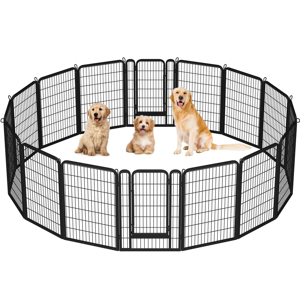 Yaheetech Dog Playpen 32in 6 Panels Pet Fence for Indoor Yard RV Camping