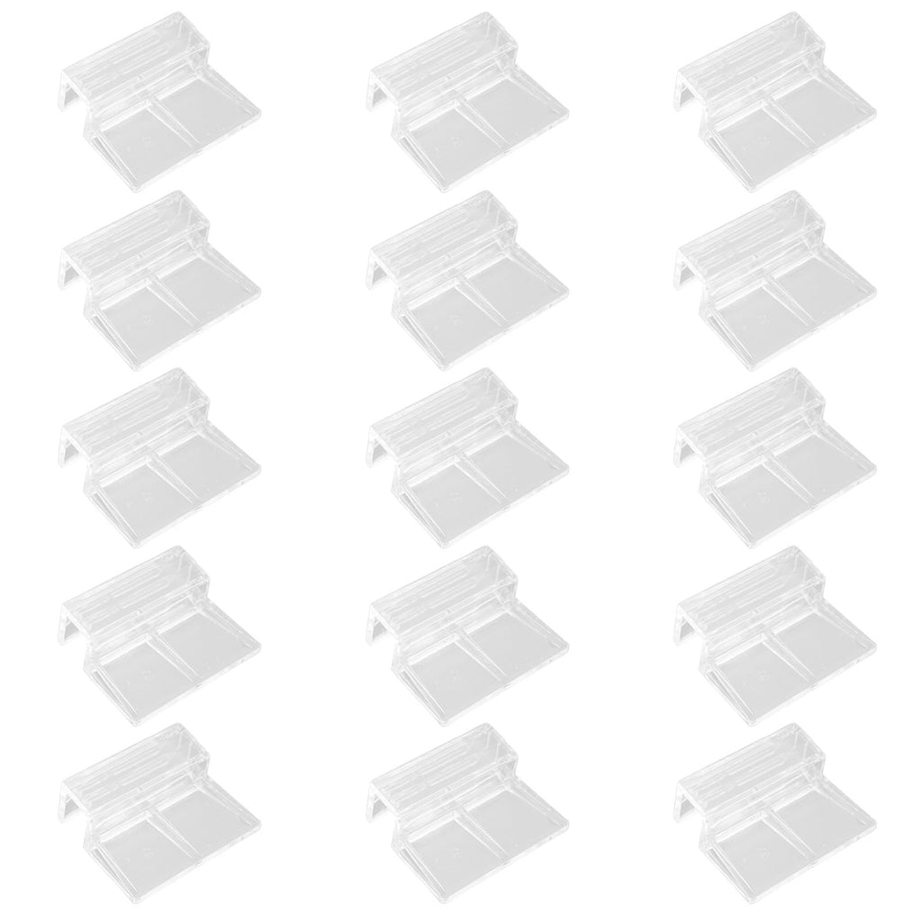 TNJPSEK 15 Pcs Rimless Aquarium Lid Clips for 11-12mm Glass, Clear Acrylic Aquarium Cover Support Clamps for Fish Tank Lid Holder, Plastic Tank Top Clips for Glass Canopy or Piscine Hoods and Covers