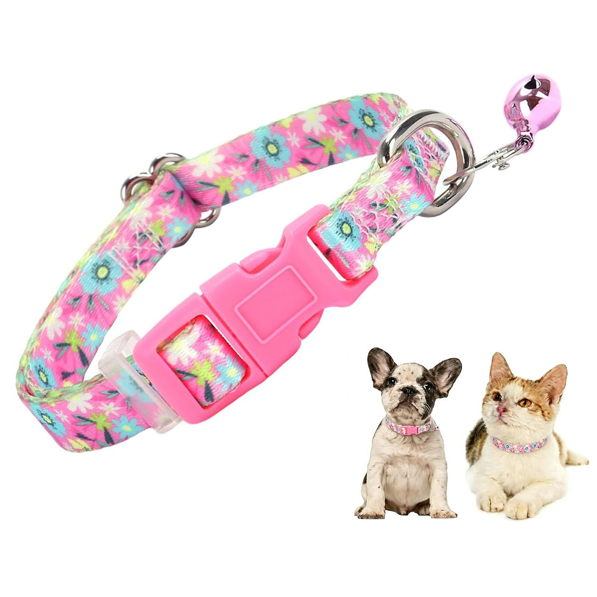 XS XXS Dog Collar with Bell Girls,Pink Kitten Puppy Collar with Buckle
