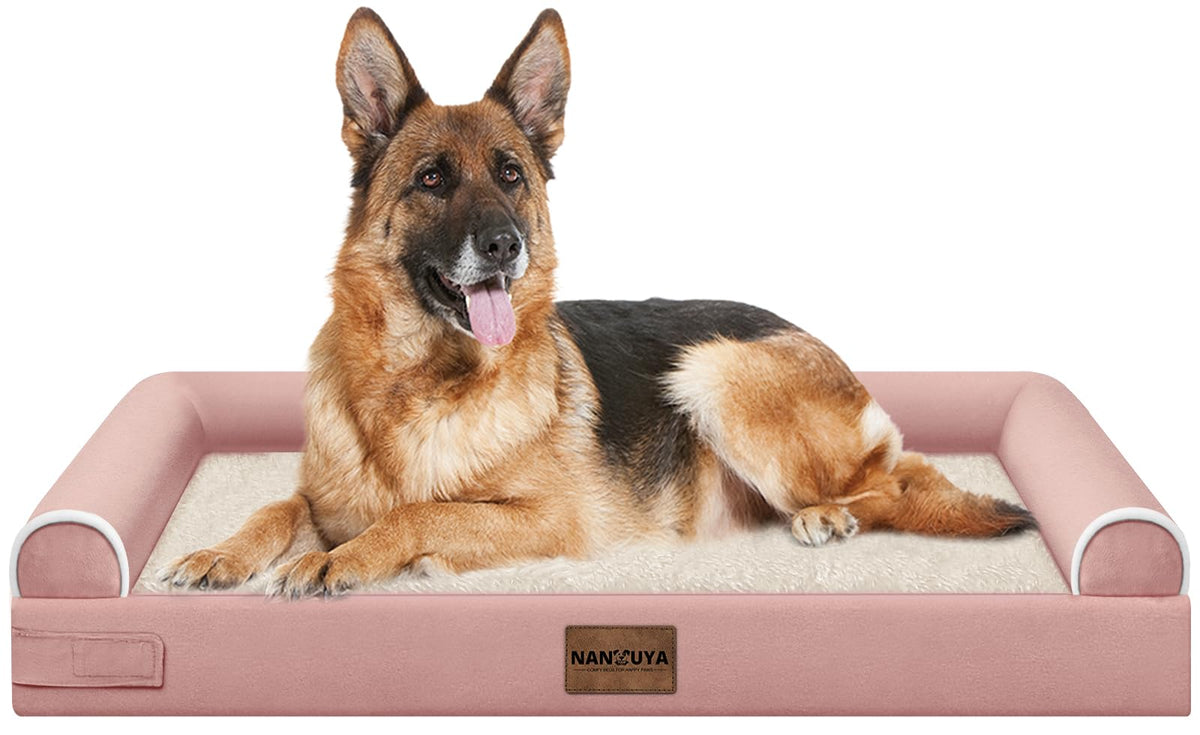 NANUYA Orthopedic Dog Bed for Jumbo Dogs, 48 x 33 Inch, Light Grey