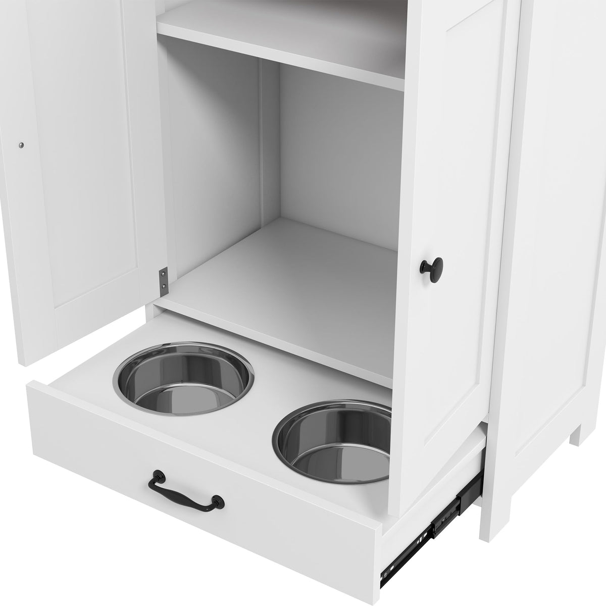 PawHut Pet Feeding Station Elevated Dog Bowls for Medium Sized Breed White