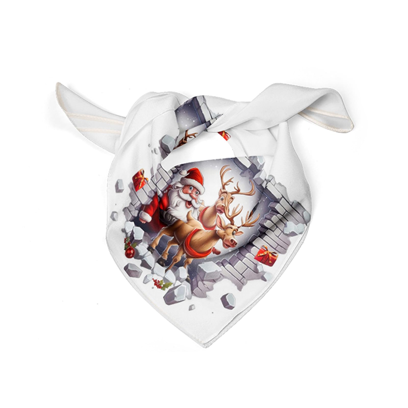 PAPIAMEN Christmas Dog Bandanas,Reflective Dog Bandana for Night Safety,Adjustable Santa Claus Dog Scarf Triangle Boy and Girl Pet Scarves for Medium Dogs,White,M