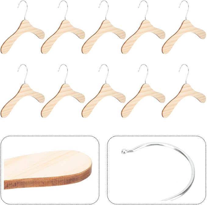 STOBAZA 10pcs 8.66 Inch Wooden Pet Hangers Small Dog and Cat Clothes Hangers Sturdy Wear-Resistant Household Pet Accessory for Closet Organization