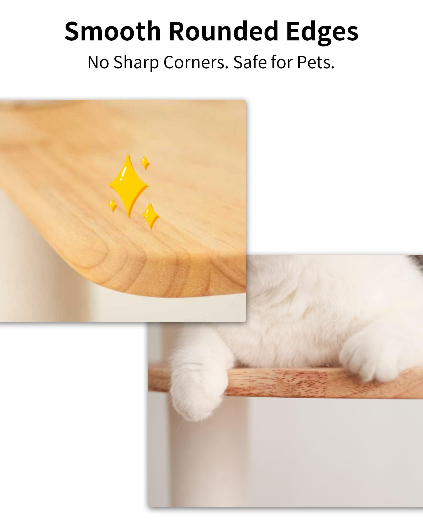 PETTIFUL Wood Cat Tree for Large Cats, 62-Inch Tall Modern Cat Tower with Condo & Scratching Posts - Easy to Clean, Heavy-Duty, Furniture-Grade Design for Stable Climbing, Eco-Friendly (White 62'')
