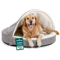 Furhaven 44" Round Orthopedic Dog Bed for Large Dogs w/ Removable Washable Cover, For Dogs Up to 80 lbs - Sherpa & Suede Snuggery - Gray, 44-inch