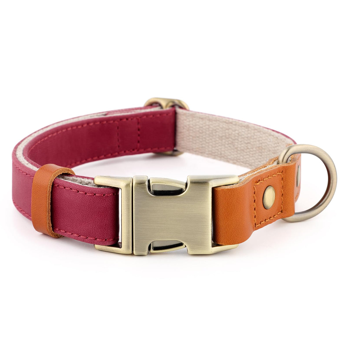 Plutus Pet Genuine Leather & Hemp Dog Collar, Adjustable, Gentle & Stylish